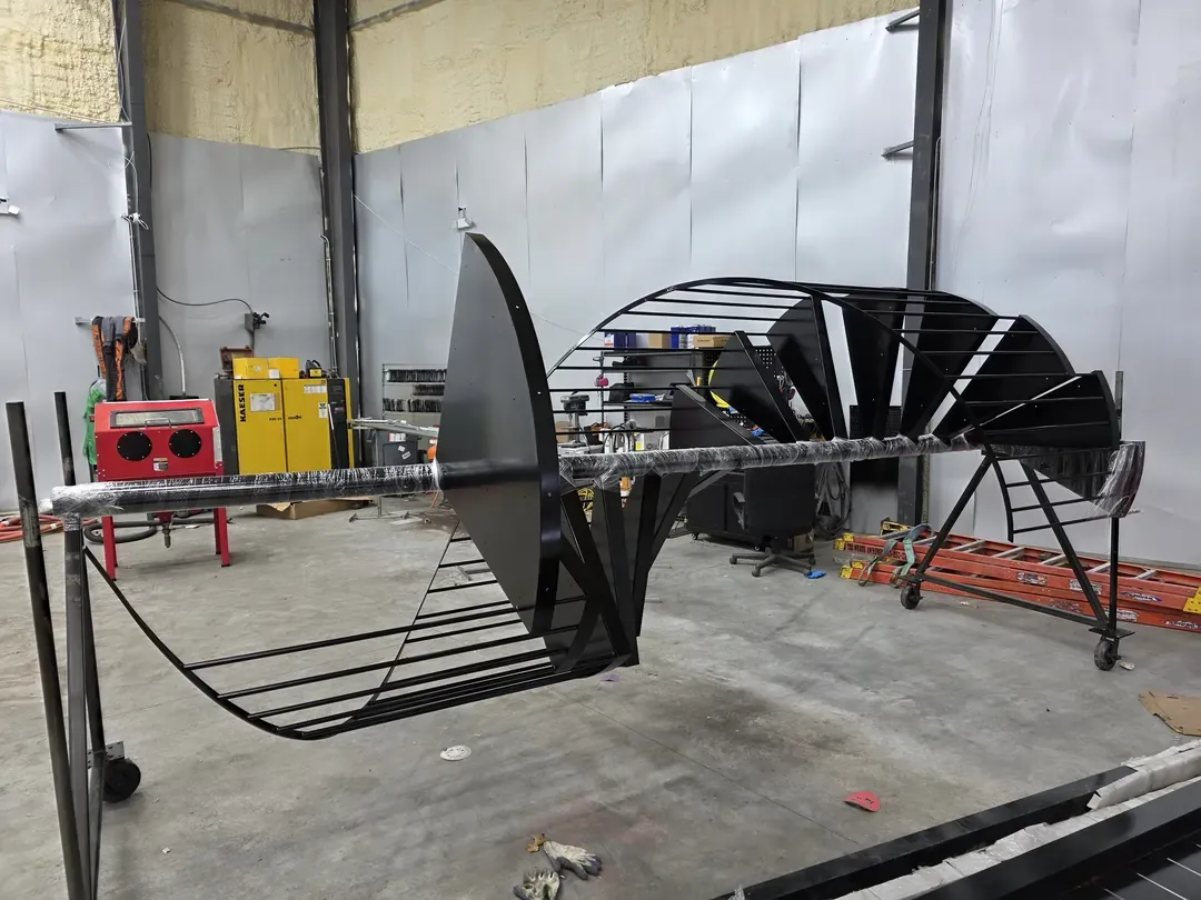 Custom metal fabrication project - spiral staircase component
