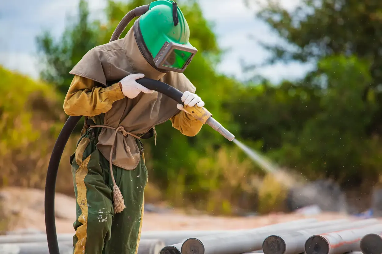 Sandblasting and surface preparation